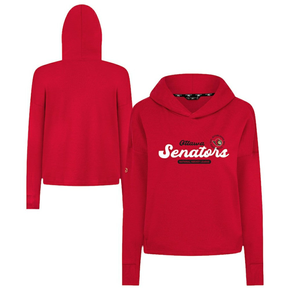 Ottawa Senators Levelwear Women's Sweet Monument Tri-Blend Cropped Pullover Hoodie - Red | NHL Clearance