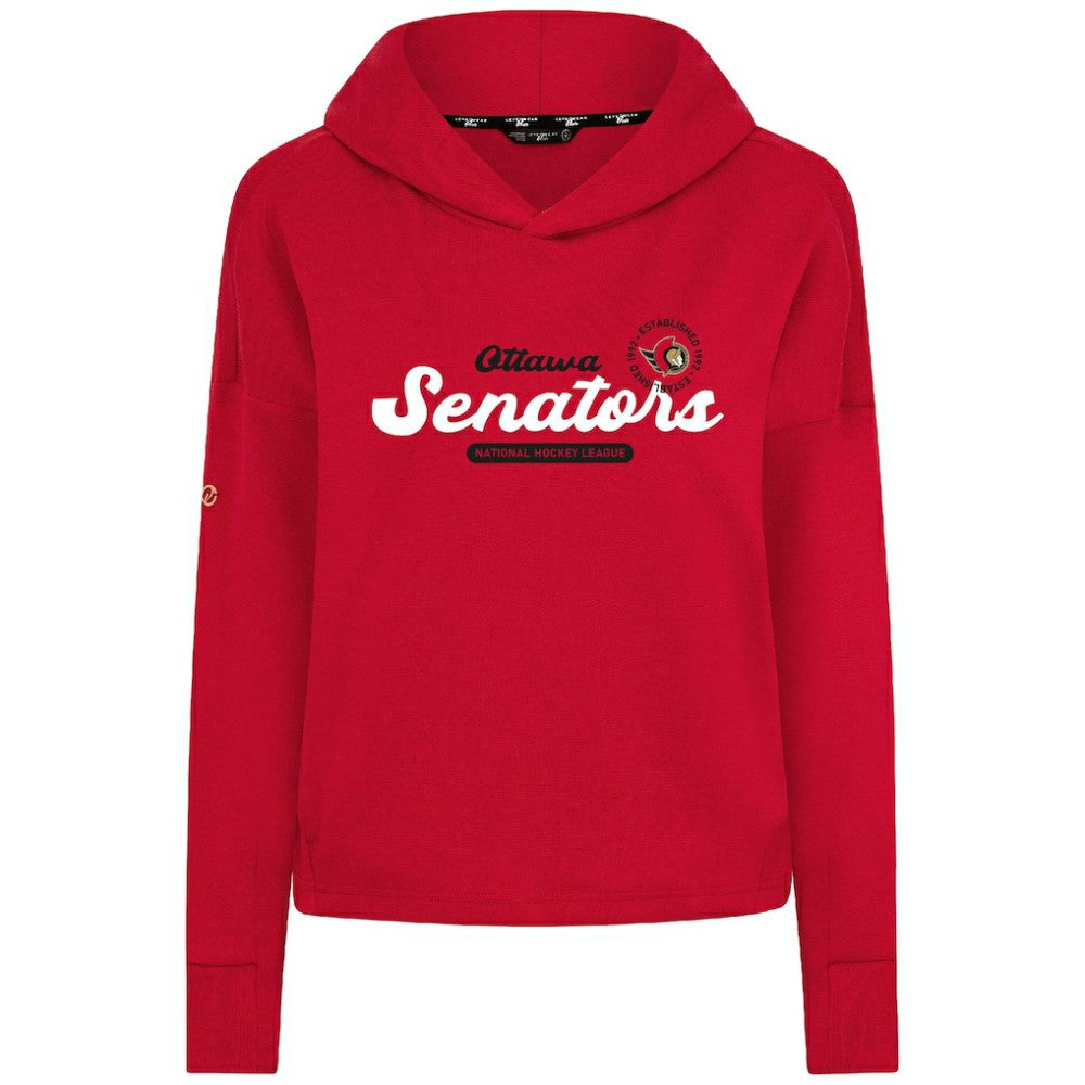 Ottawa Senators Levelwear Women's Sweet Monument Tri-Blend Cropped Pullover Hoodie - Red | NHL Clearance