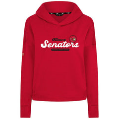 Ottawa Senators Levelwear Women's Sweet Monument Tri-Blend Cropped Pullover Hoodie - Red | NHL Clearance
