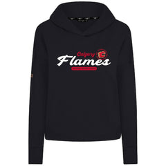 Calgary Flames Levelwear Women's Sweet Monument Tri-Blend Cropped Pullover Hoodie - Black | NHL Clearance