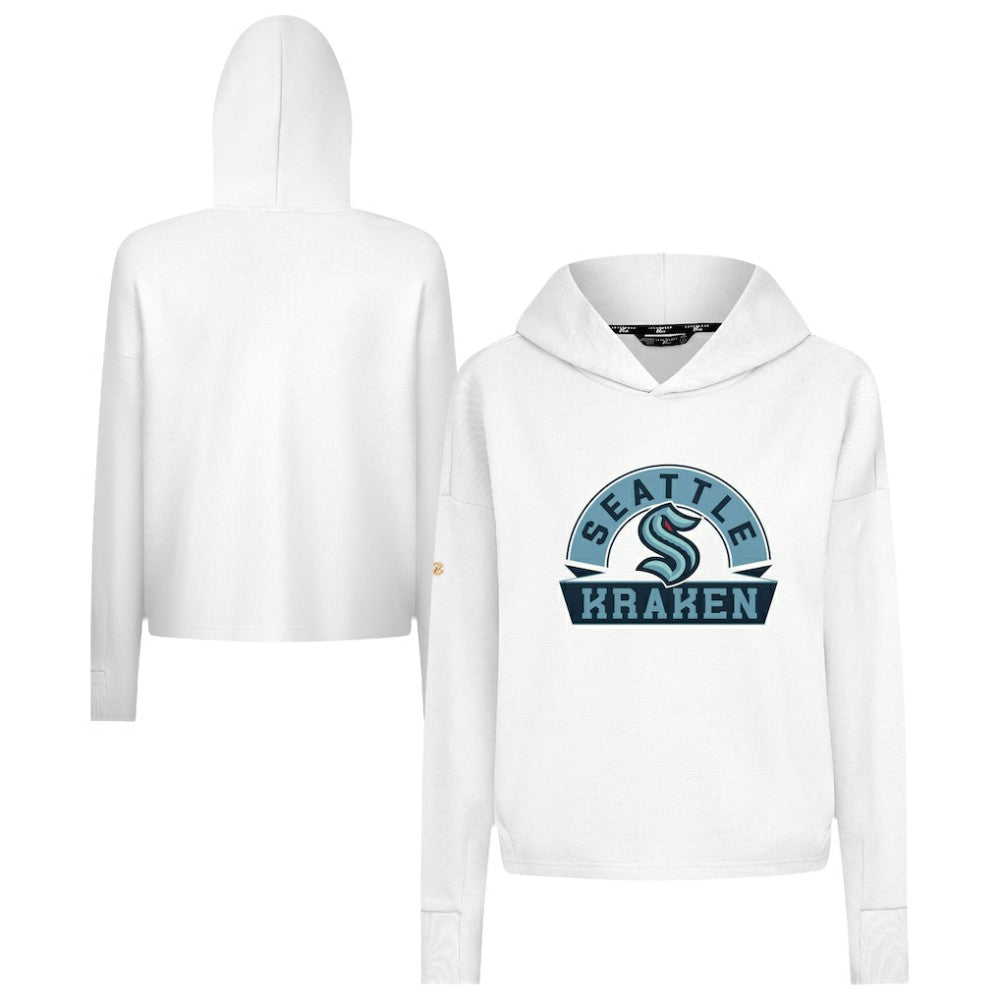 Seattle Kraken Levelwear Women's Sweet Banner Arch Tri-Blend Cropped Pullover Hoodie - White | NHL online