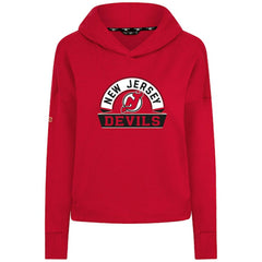 New Jersey Devils Levelwear Women's Sweet Banner Arch Tri-Blend Cropped Pullover Hoodie - Red | NHL Clearance