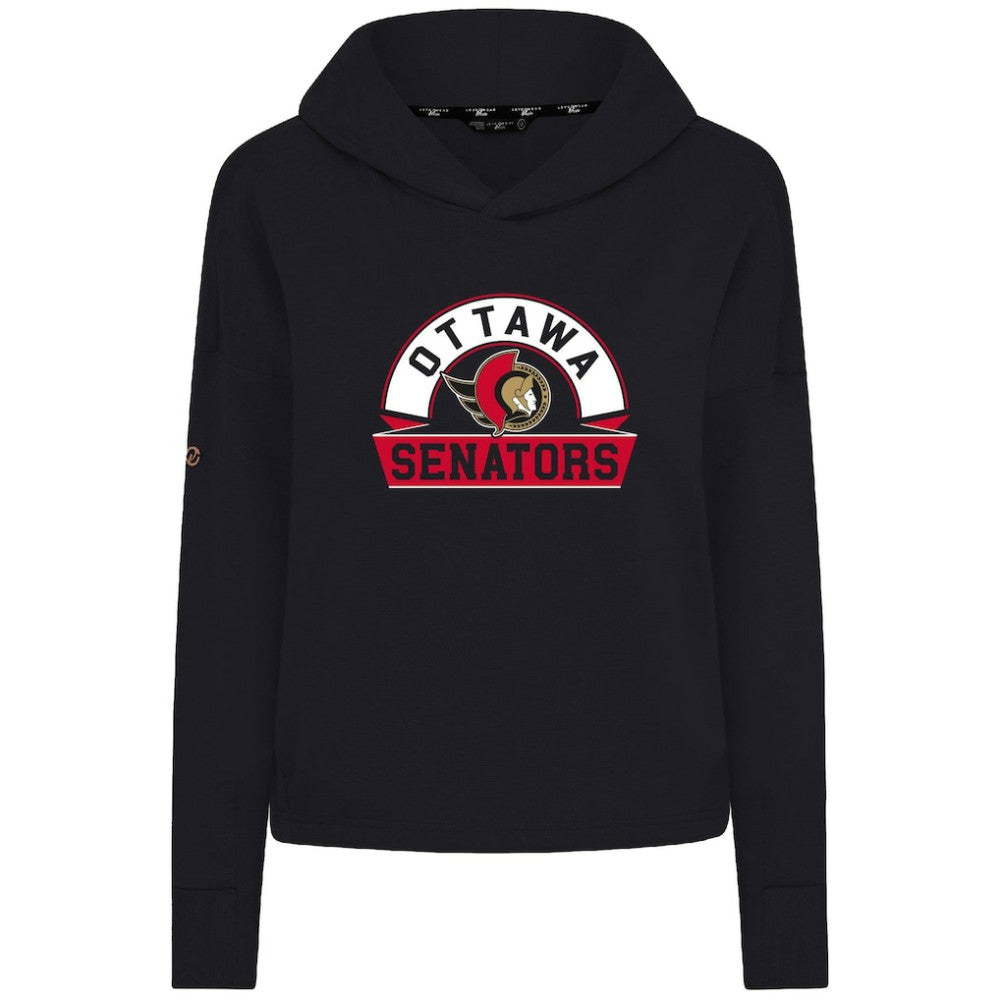 Ottawa Senators Levelwear Women's Sweet Banner Arch Tri-Blend Cropped Pullover Hoodie - Black | NHL on sale