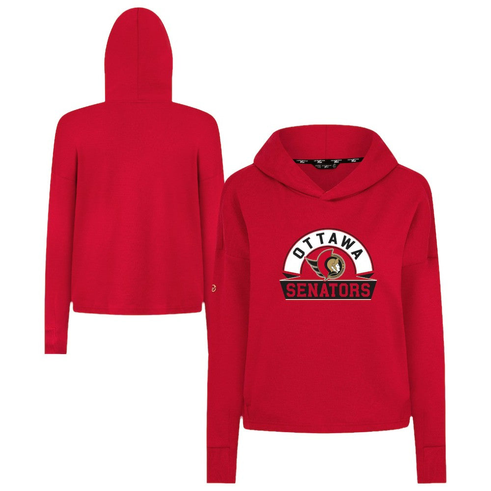 Ottawa Senators Levelwear Women's Sweet Banner Arch Tri-Blend Cropped Pullover Hoodie - Red | NHL Lifestyle