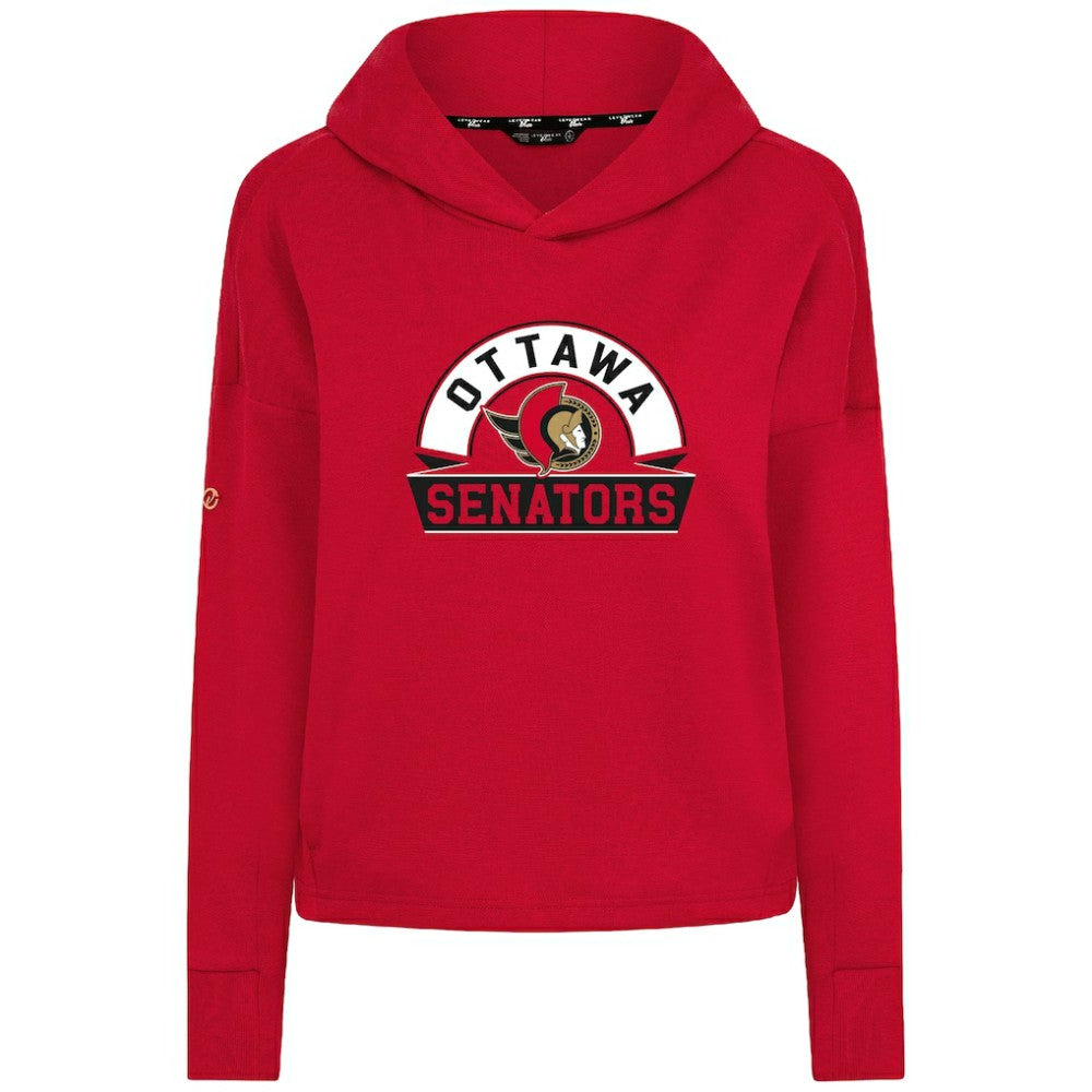 Ottawa Senators Levelwear Women's Sweet Banner Arch Tri-Blend Cropped Pullover Hoodie - Red | NHL Lifestyle