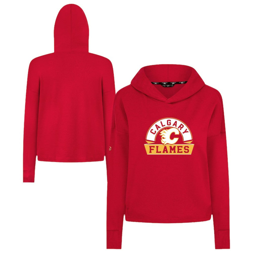 Calgary Flames Levelwear Women's Sweet Banner Arch Tri-Blend Cropped Pullover Hoodie - Red | NHL discount
