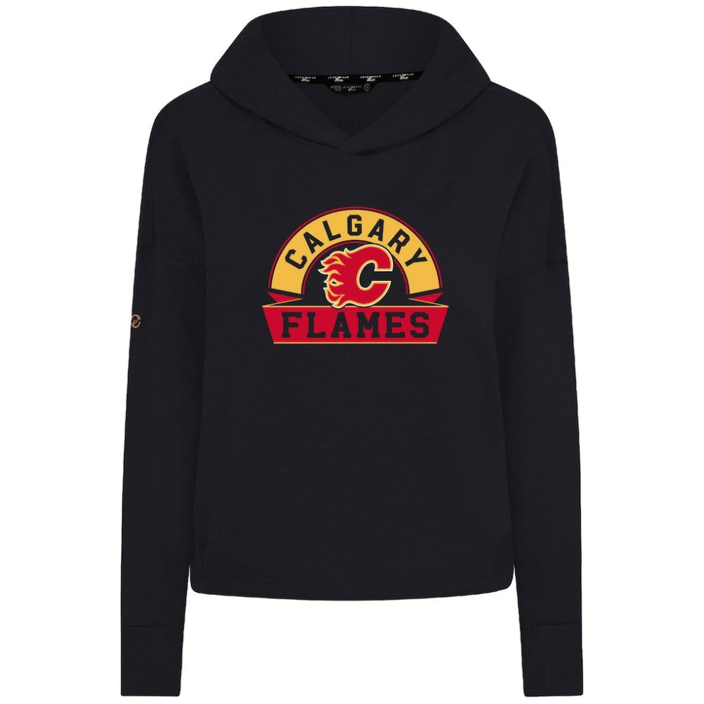 Calgary Flames Levelwear Women's Sweet Banner Arch Tri-Blend Cropped Pullover Hoodie - Black | NHL near me
