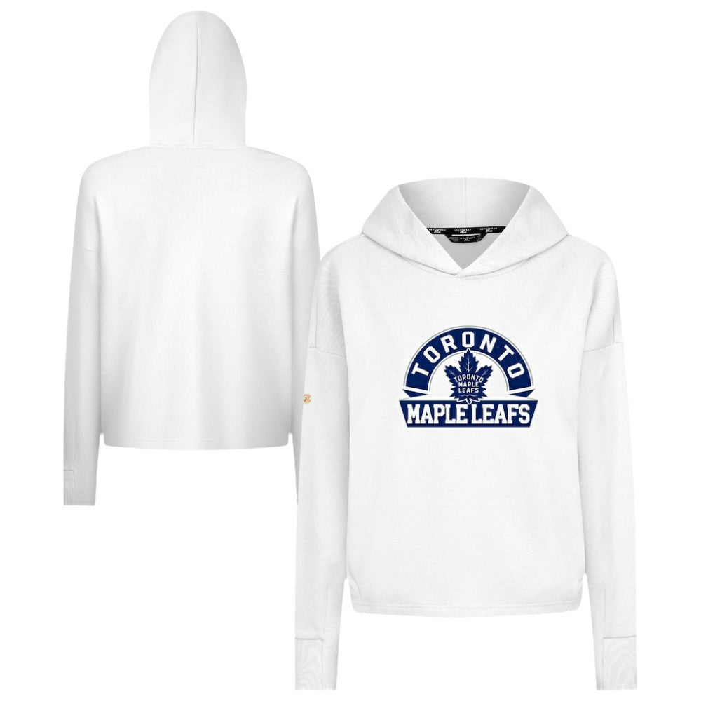 Toronto Maple Leafs Levelwear Women's Sweet Banner Arch Tri-Blend Cropped Pullover Hoodie - White | NHL online