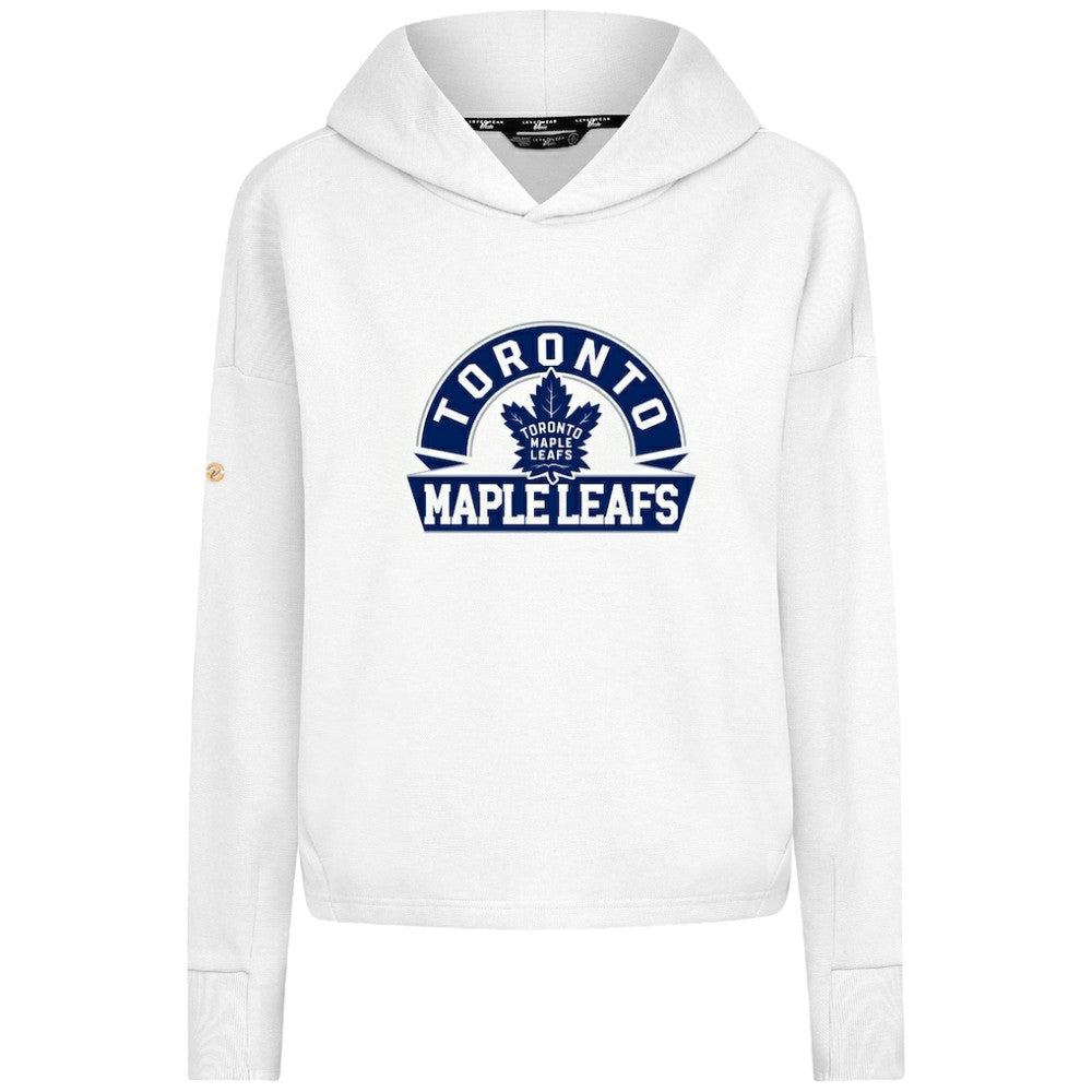 Toronto Maple Leafs Levelwear Women's Sweet Banner Arch Tri-Blend Cropped Pullover Hoodie - White | NHL online