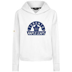 Toronto Maple Leafs Levelwear Women's Sweet Banner Arch Tri-Blend Cropped Pullover Hoodie - White | NHL online