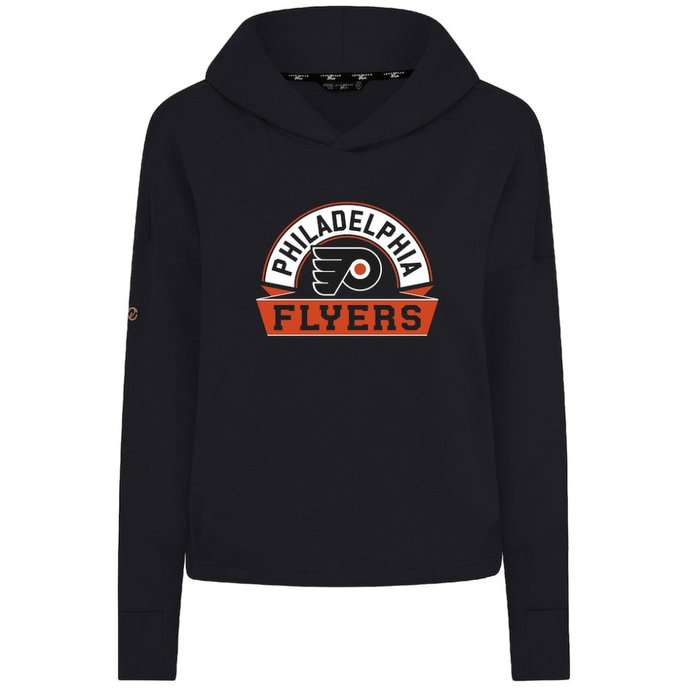 Philadelphia Flyers Levelwear Women's Sweet Banner Arch Tri-Blend Cropped Pullover Hoodie - Black | NHL on sale