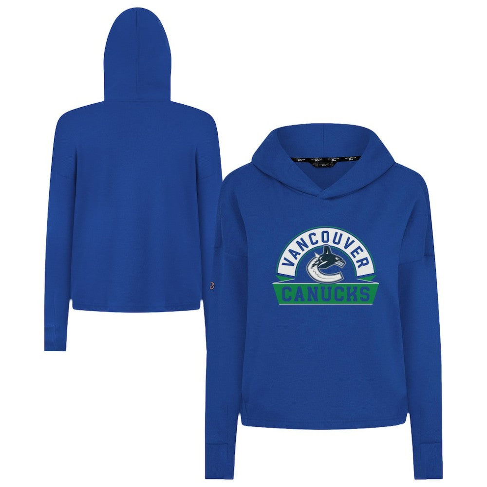 Vancouver Canucks Levelwear Women's Sweet Banner Arch Tri-Blend Cropped Pullover Hoodie - Royal | NHL discount