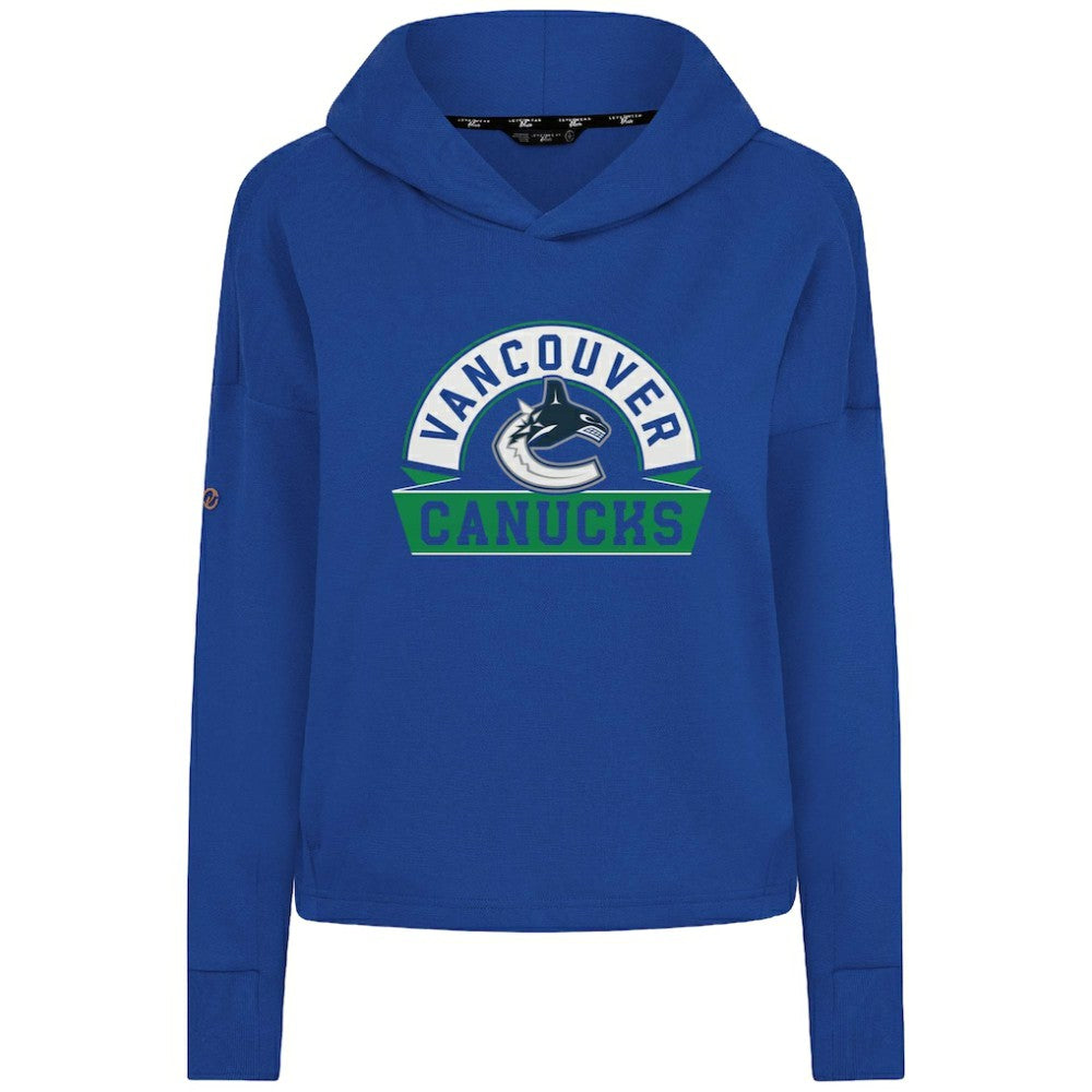 Vancouver Canucks Levelwear Women's Sweet Banner Arch Tri-Blend Cropped Pullover Hoodie - Royal | NHL discount