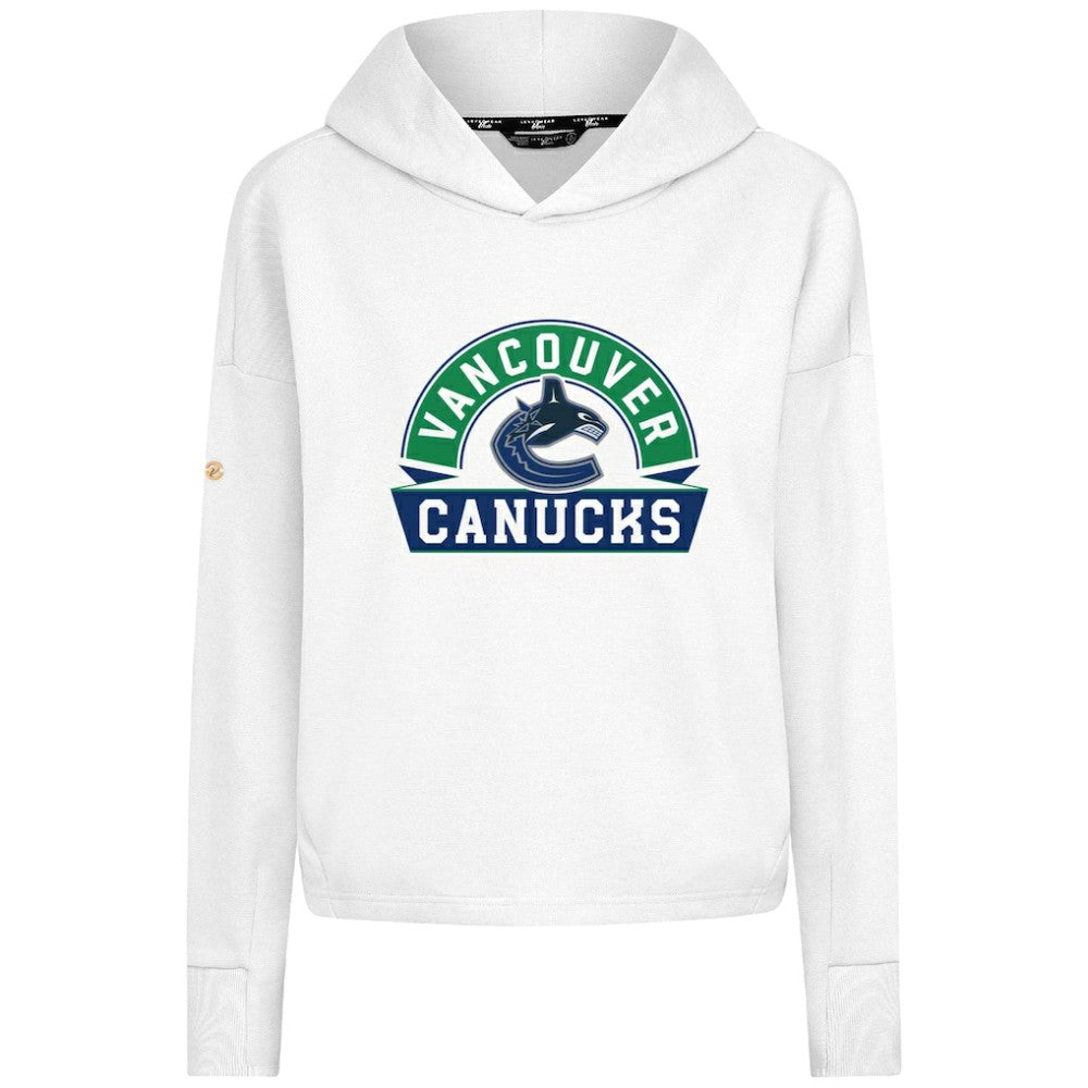Vancouver Canucks Levelwear Women's Sweet Banner Arch Tri-Blend Cropped Pullover Hoodie - White | NHL discount