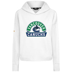 Vancouver Canucks Levelwear Women's Sweet Banner Arch Tri-Blend Cropped Pullover Hoodie - White | NHL discount