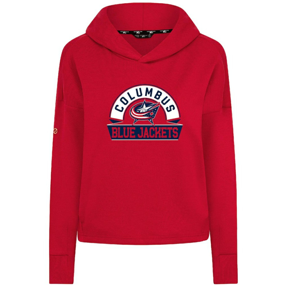 Columbus Blue Jackets Levelwear Women's Sweet Banner Arch Tri-Blend Cropped Pullover Hoodie - Red | NHL discount