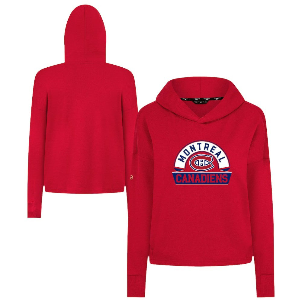 Montreal Canadiens Levelwear Women's Sweet Banner Arch Tri-Blend Cropped Pullover Hoodie - Red | NHL sale