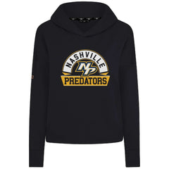 Nashville Predators Levelwear Women's Sweet Banner Arch Tri-Blend Cropped Pullover Hoodie - Black | NHL near me