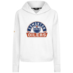 Edmonton Oilers Levelwear Women's Sweet Banner Arch Tri-Blend Cropped Pullover Hoodie - White | NHL near me