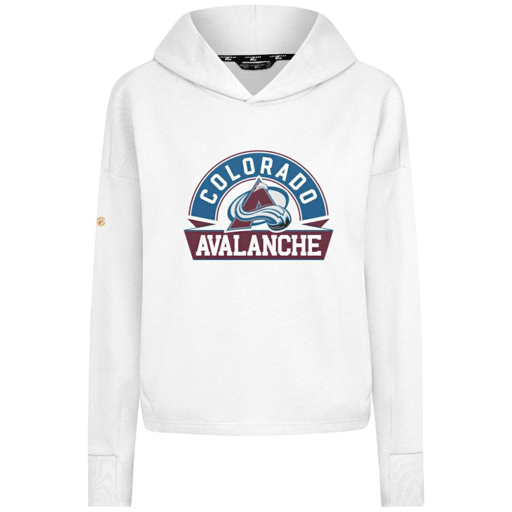 Colorado Avalanche Levelwear Women's Sweet Banner Arch Tri-Blend Cropped Pullover Hoodie - White | NHL online