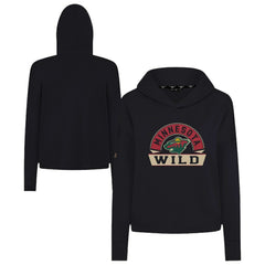 Minnesota Wild Levelwear Women's Sweet Banner Arch Tri-Blend Cropped Pullover Hoodie - Black | NHL Clearance