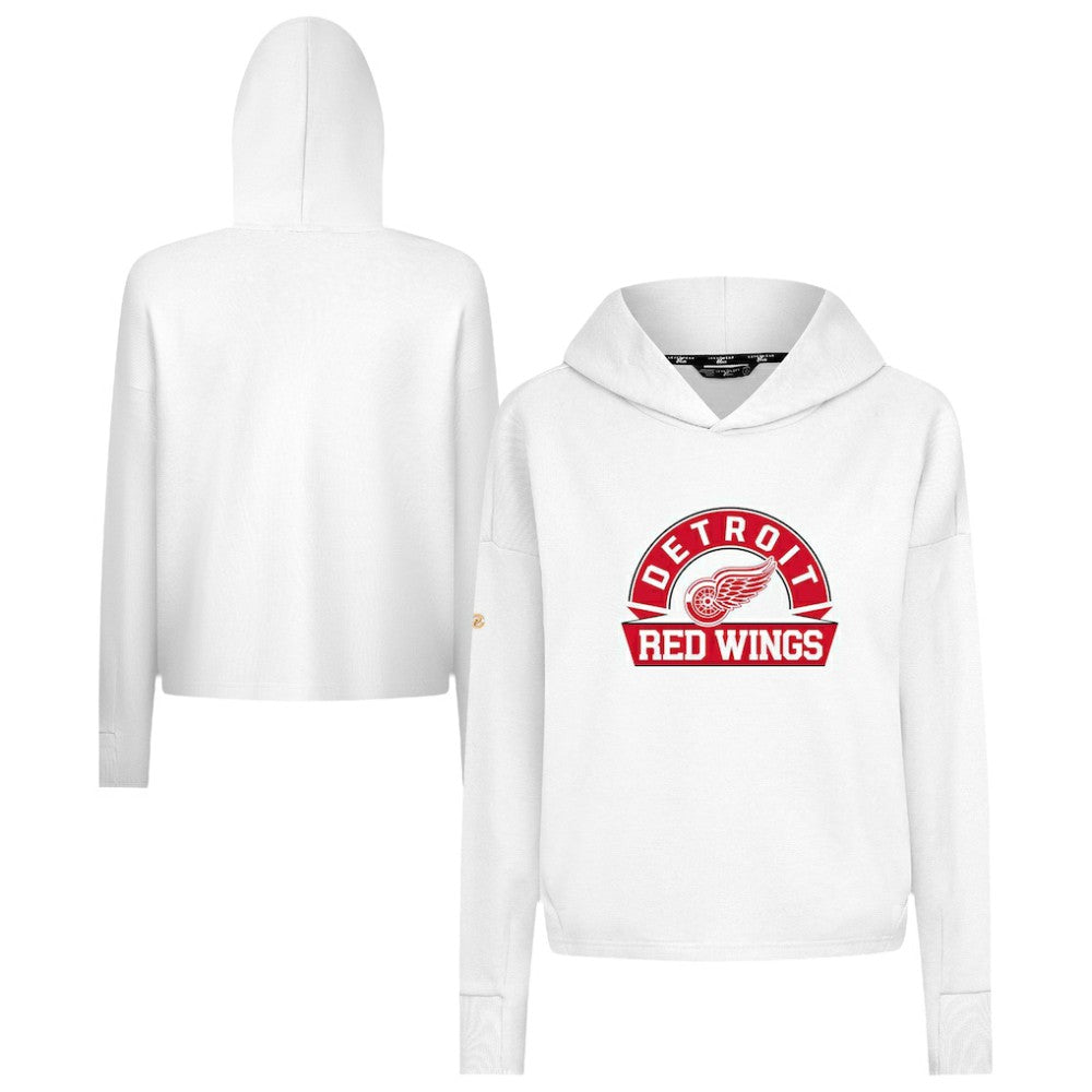 Detroit Red Wings Levelwear Women's Sweet Banner Arch Tri-Blend Cropped Pullover Hoodie - White | NHL near me