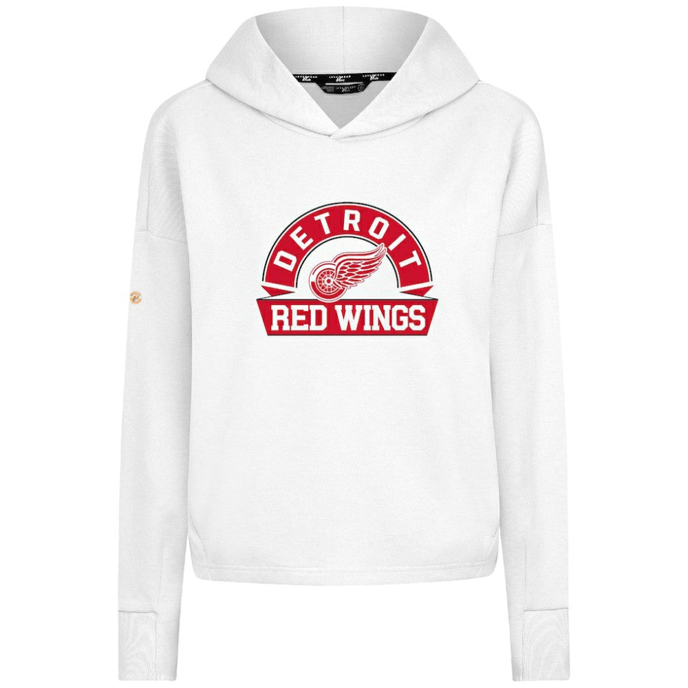 Detroit Red Wings Levelwear Women's Sweet Banner Arch Tri-Blend Cropped Pullover Hoodie - White | NHL near me
