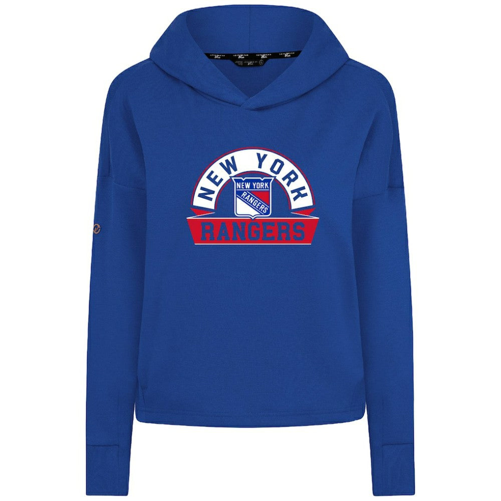 New York Rangers Levelwear Women's Sweet Banner Arch Tri-Blend Cropped Pullover Hoodie - Royal | NHL discount