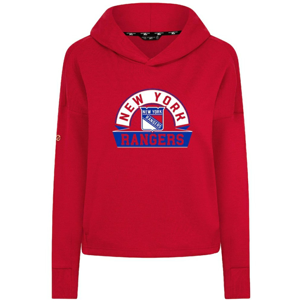 New York Rangers Levelwear Women's Sweet Banner Arch Tri-Blend Cropped Pullover Hoodie - Red | NHL online
