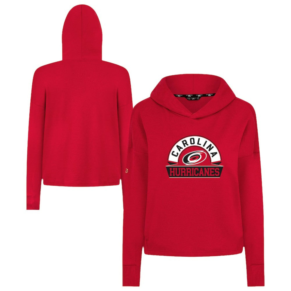 Carolina Hurricanes Levelwear Women's Sweet Banner Arch Tri-Blend Cropped Pullover Hoodie - Red | NHL near me