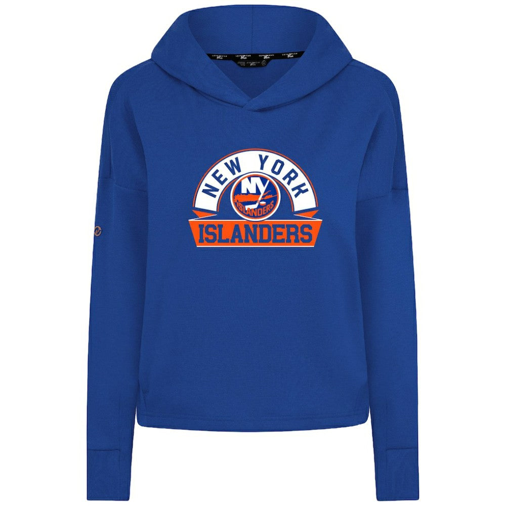 New York Islanders Levelwear Women's Sweet Banner Arch Tri-Blend Cropped Pullover Hoodie - Royal | NHL on sale