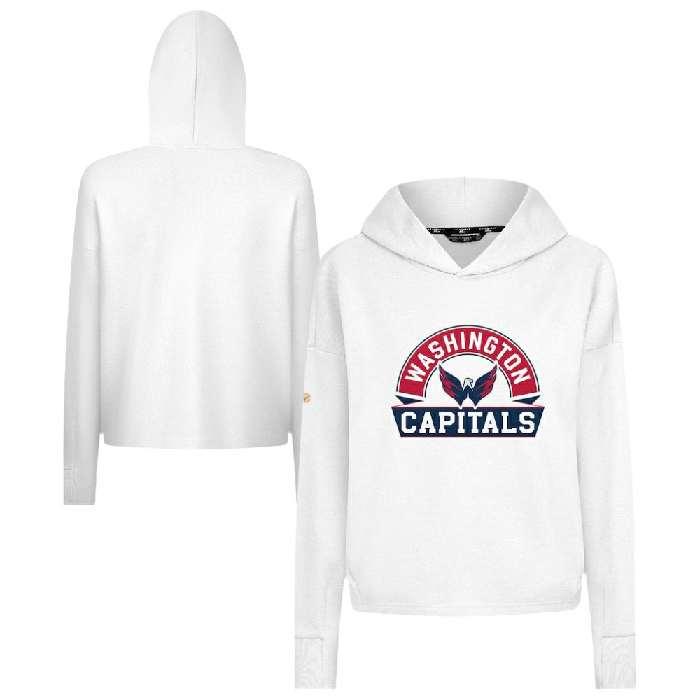 Washington Capitals Levelwear Women's Sweet Banner Arch Tri-Blend Cropped Pullover Hoodie - White | NHL online