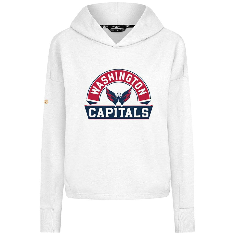 Washington Capitals Levelwear Women's Sweet Banner Arch Tri-Blend Cropped Pullover Hoodie - White | NHL online