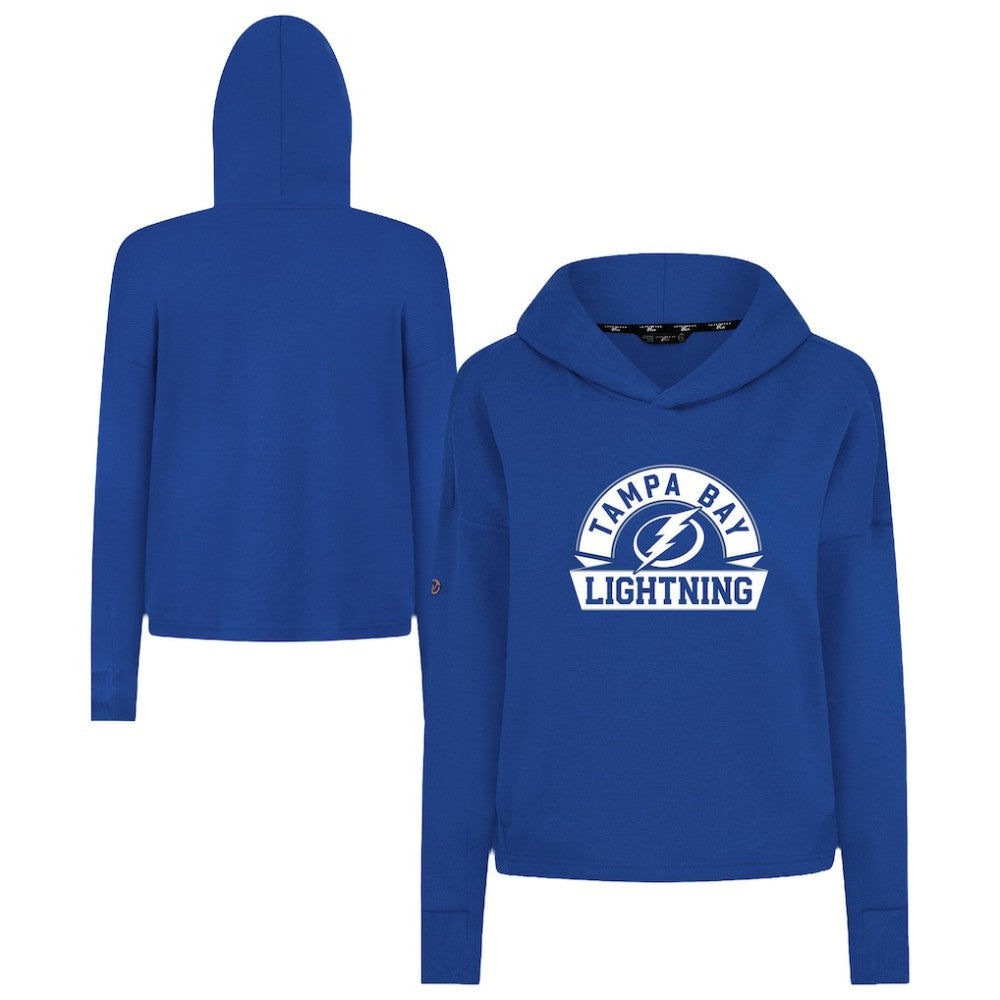Tampa Bay Lightning Levelwear Women's Sweet Banner Arch Tri-Blend Cropped Pullover Hoodie - Royal | NHL near me