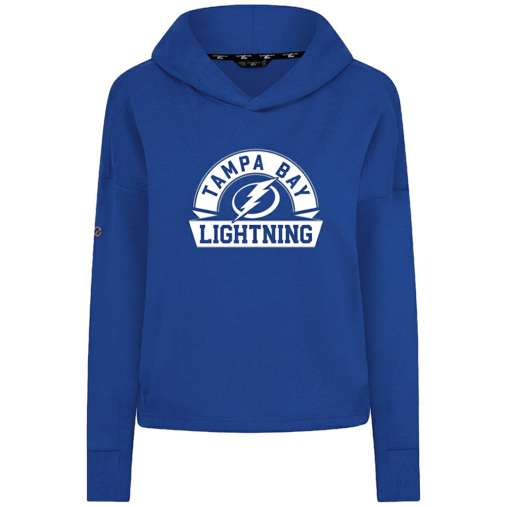 Tampa Bay Lightning Levelwear Women's Sweet Banner Arch Tri-Blend Cropped Pullover Hoodie - Royal | NHL near me