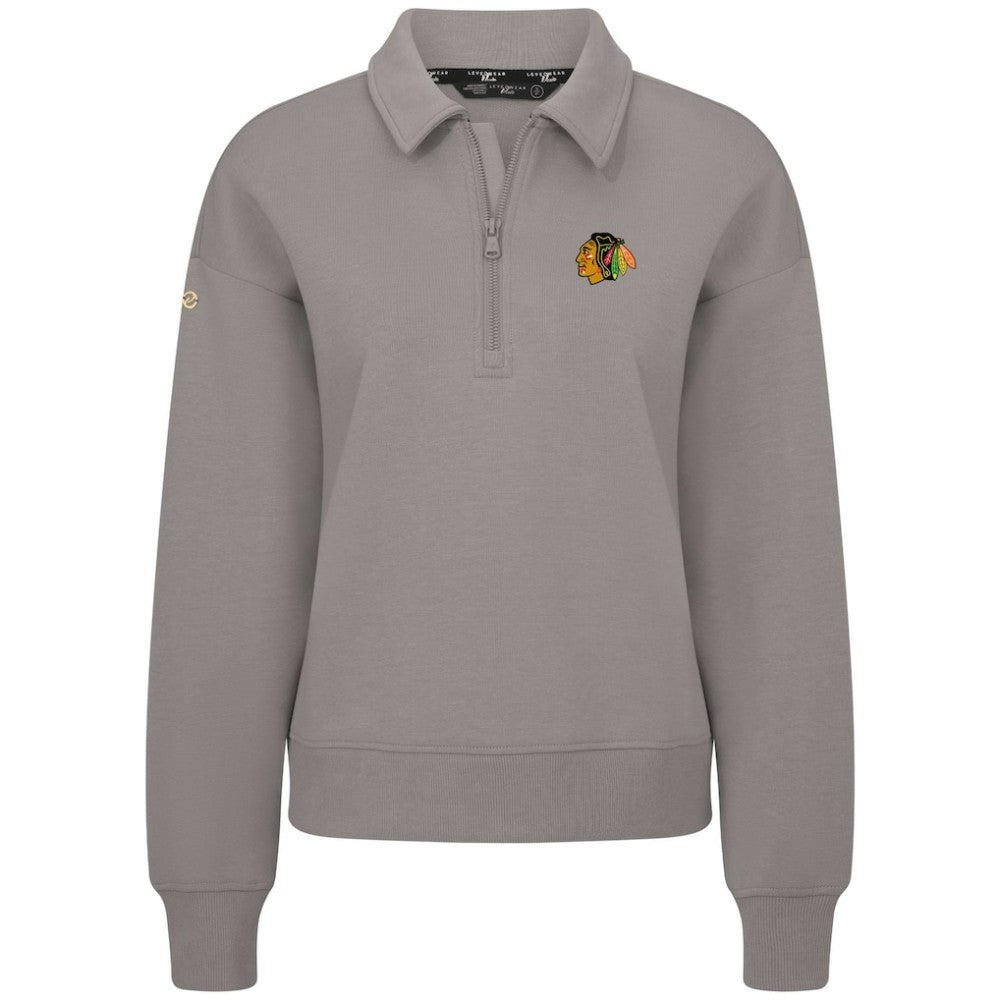 Chicago Blackhawks Levelwear Women's Canmore Quarter-Zip Pullover - Gray | NHL Lifestyle