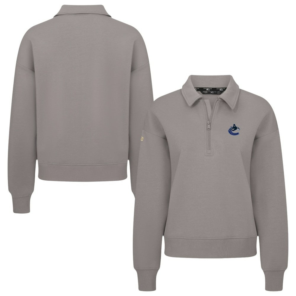 Vancouver Canucks Levelwear Women's Canmore Quarter-Zip Pullover - Gray | NHL Lifestyle