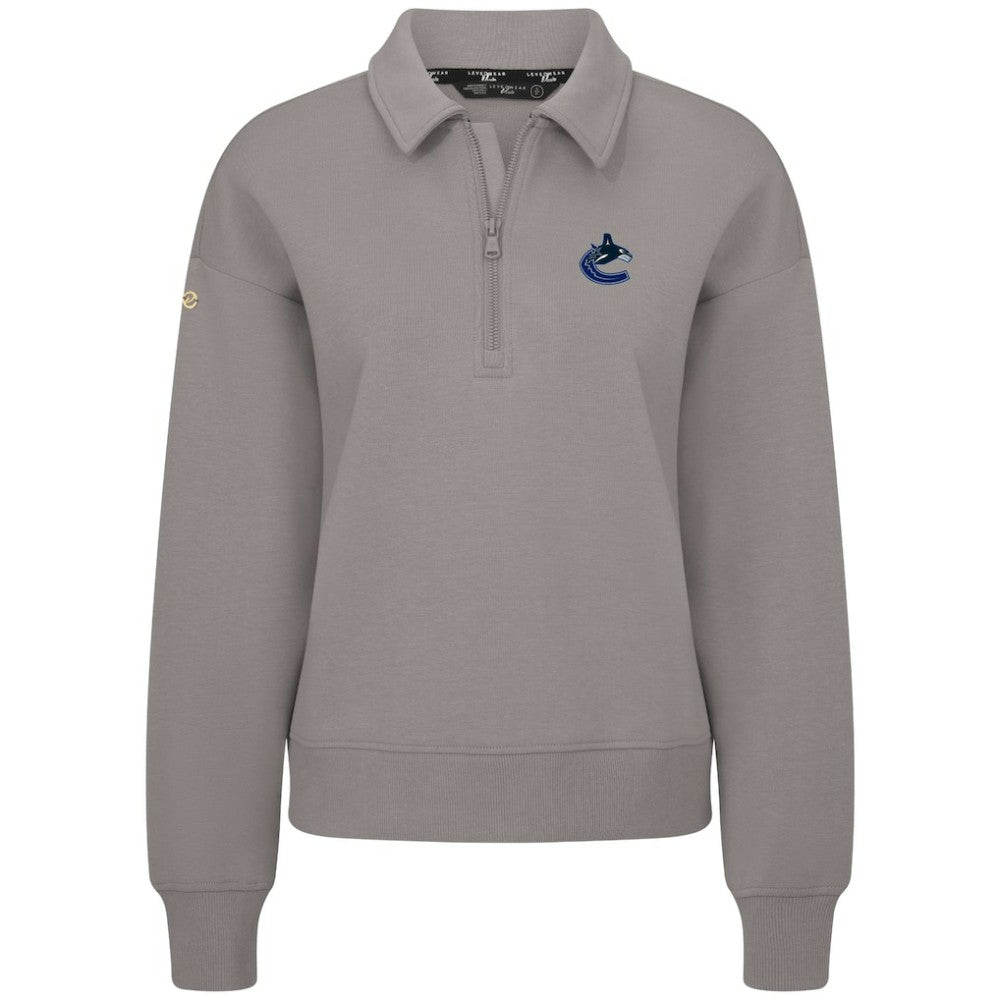 Vancouver Canucks Levelwear Women's Canmore Quarter-Zip Pullover - Gray | NHL Lifestyle
