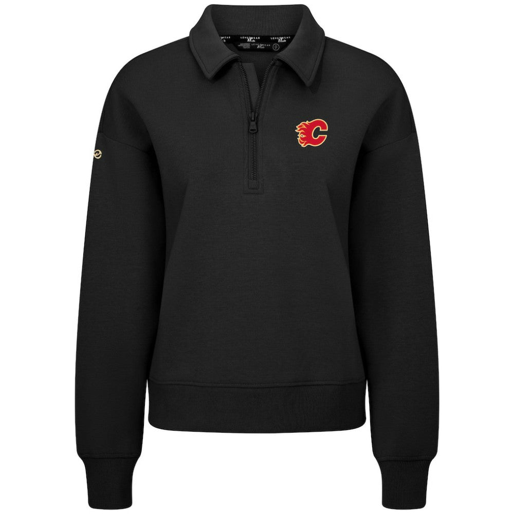 Calgary Flames Levelwear Women's Canmore Quarter-Zip Pullover - Black | NHL Clearance