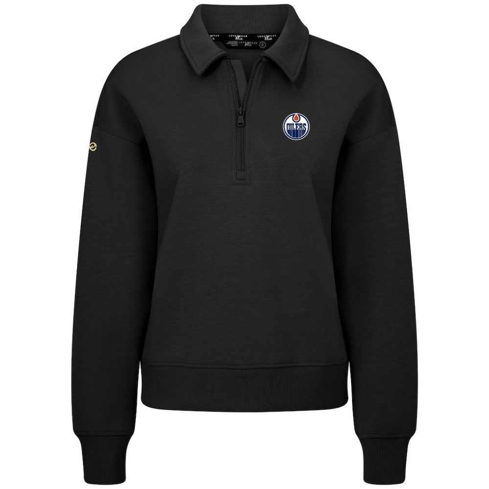 Edmonton Oilers Levelwear Women's Canmore Quarter-Zip Pullover - Black | NHL online