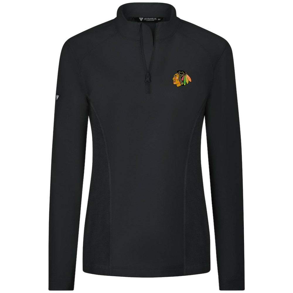 Chicago Blackhawks Levelwear Women's Upright Quarter-Zip Pullover - Black | NHL near me
