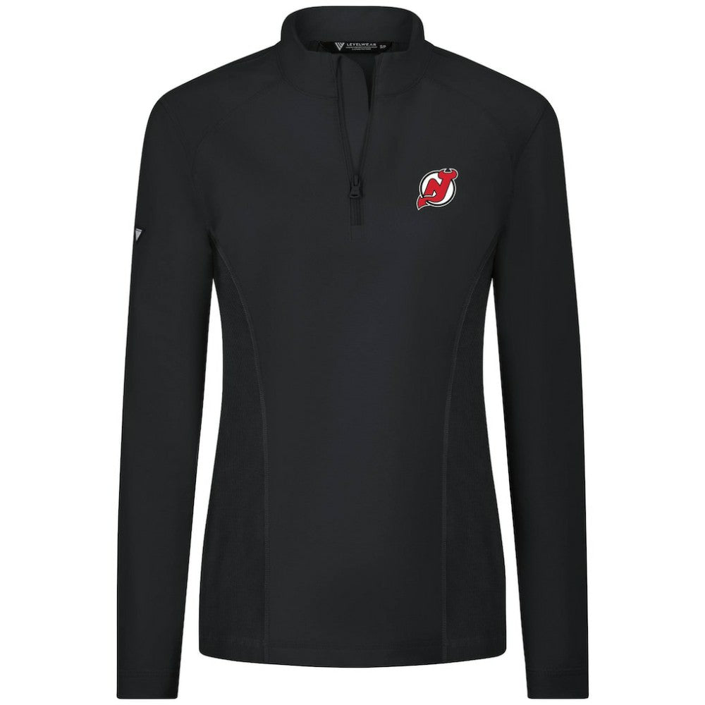 New Jersey Devils Levelwear Women's Upright Quarter-Zip Pullover - Black | NHL Clearance