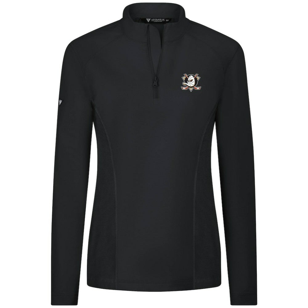 Anaheim Ducks Levelwear Women's Upright Quarter-Zip Pullover - Black | NHL Clearance