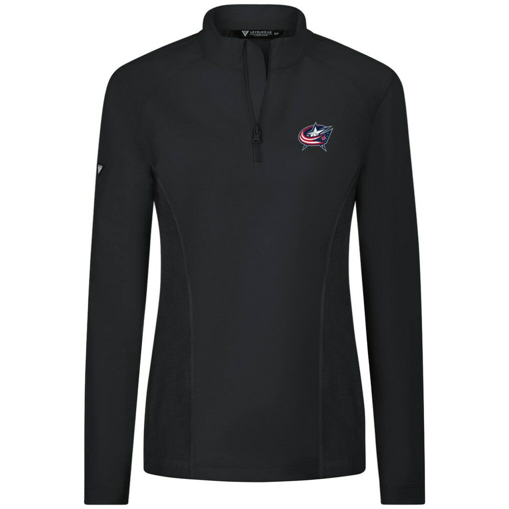 Columbus Blue Jackets Levelwear Women's Upright Quarter-Zip Pullover - Black | NHL on sale