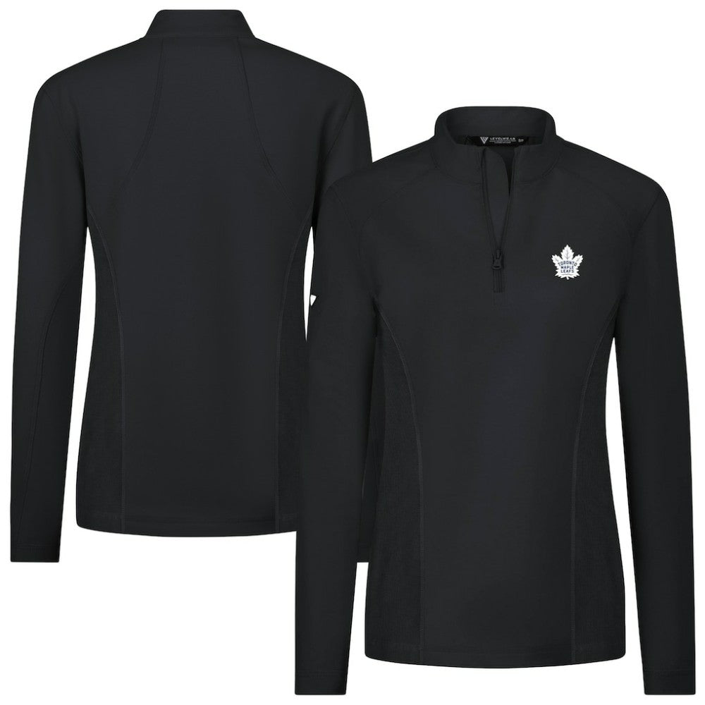 Toronto Maple Leafs Levelwear Women's Upright Quarter-Zip Pullover - Black | NHL Lifestyle