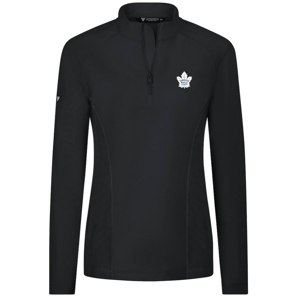 Toronto Maple Leafs Levelwear Women's Upright Quarter-Zip Pullover - Black | NHL Lifestyle