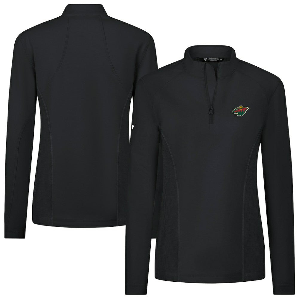 Minnesota Wild Levelwear Women's Upright Quarter-Zip Pullover - Black | NHL Lifestyle