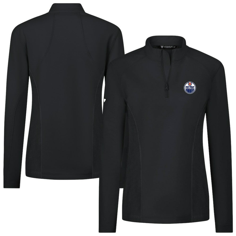 Edmonton Oilers Levelwear Women's Upright Quarter-Zip Pullover - Black | NHL Clearance