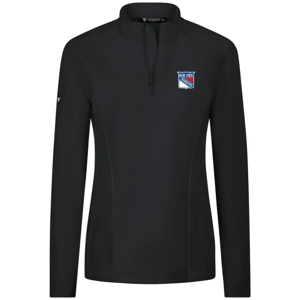New York Rangers Levelwear Women's Upright Quarter-Zip Pullover - Black | NHL Clearance