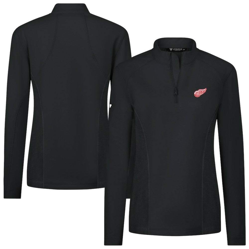 Detroit Red Wings Levelwear Women's Upright Quarter-Zip Pullover - Black | NHL Clearance